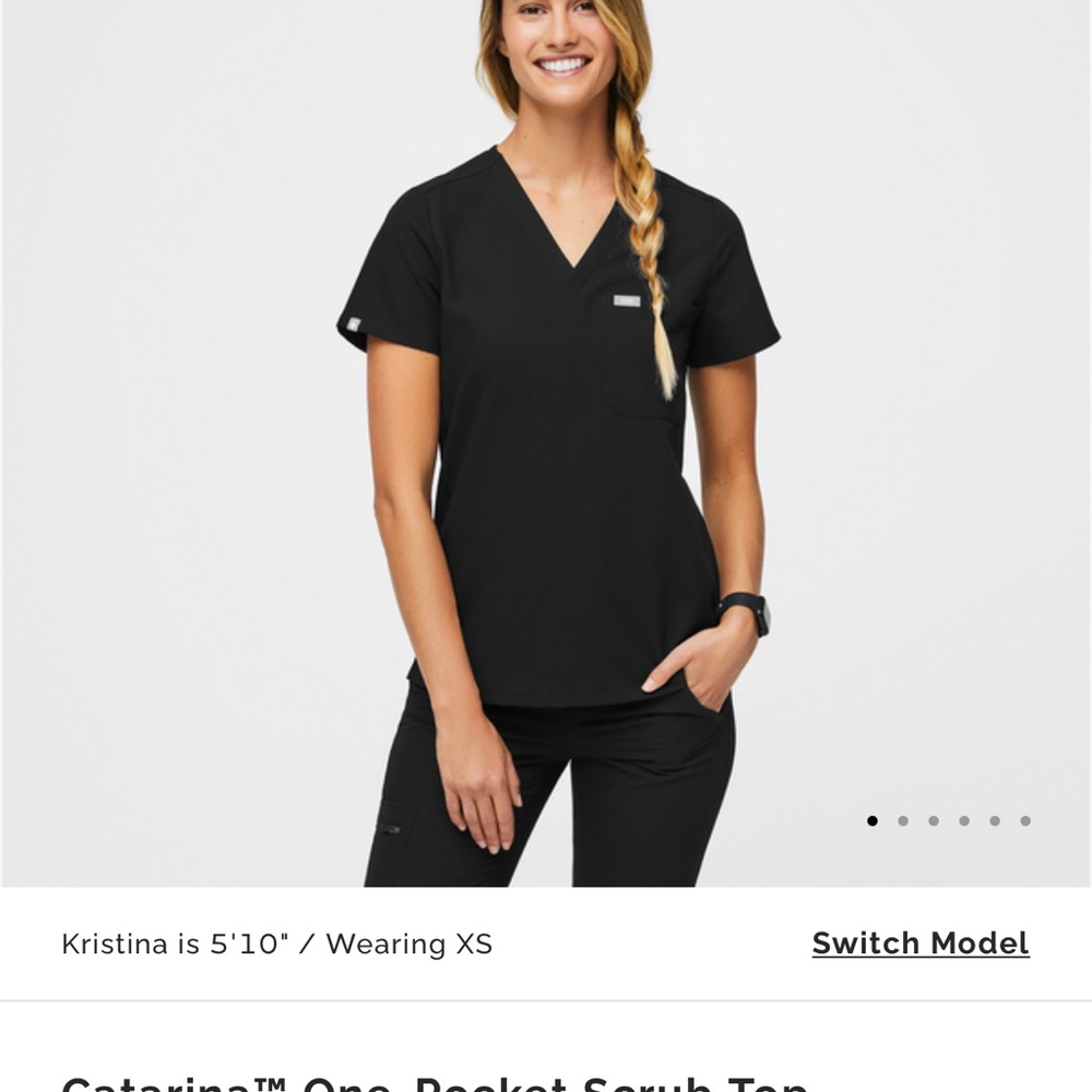 Figs Black Scrub Top